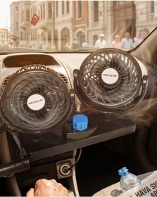 Resim 12v Araç İçi Vantilatör Çift Modlu Döner Başlıklı Oto Fan Renkli 