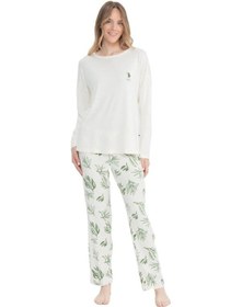 Resim U.s. Polo Assn. Kadın Yaprak Desenli Yuvarlak Yaka Pijama Takımı 001 