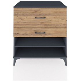 Resim Kronos Şifonyer Tek Raflı 2 Çekmeceli 88x59x96 Antrasit-çam Antrasit 