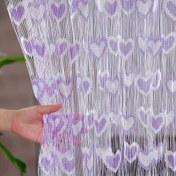 Resim 1 adet 200cm*100cm gradyan romantik kalp desenli perde - Sevgililer Günü düğün yatak odası bölme perdesi, çubuklu değil 