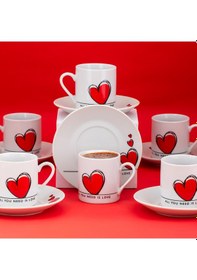 Resim Porsima 04 Porselen 12 Parça Türk Kahve Fincan Takımı 90ml 