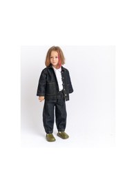 Resim Oliven The Kid Oliventhekid Unisex Beli Lastikli Cepli Balon Kot Pantolon Siyah Siyah 