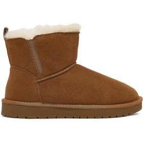 Resim Kadın Camel Süet Deri Teddy Bot - Camel / 