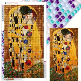 Resim 1 adet Gustav Klimt "Öpücük" İlhamlı Elmas Sanat Seti - Başlangıçlar için 5D Elmas Sanat Seti, Kendin Yap Elmas Boyama Seti, Mücevher Sanatçı Duvar Dekorasyonu Hediye, Retro Sanatsal Soyut Portre Erkekler ve Kadınlar için 40X70cm/15.7X27.6in 
