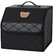 Resim Araç Bagajı Saklama Kutusu Karikatür Ayı Deri Çok Fonksiyonlu Katlanır Saklama Kutusu Araba İç Malzemeleri 1 Adet / Siyah 