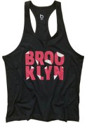 Resim BLUU Unisex Siyah Fitness Gym Tank Top Brooklynp Sporcu Atleti 