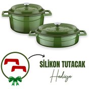 Resim Lava Döküm 2X Trendy Serisi 5 Parça Yeşil Tencere Seti LV S ET K43 G 