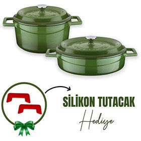 Resim Lava Döküm 2X Trendy Serisi 5 Parça Yeşil Tencere Seti LV S ET K43 G 