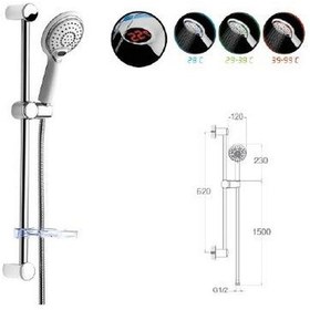 Resim Lcd Led Göstergeli Sürgülü Duş Seti Ø20mm Krom Kaplı Paslanmaz Krom 