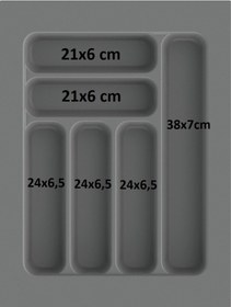 Resim Çekmece Içi Kaşıklık Ve Kepçelik Düzenleyici 2'li Takım 37x49 Cm 30x40 Cm Kadar Kesilebilir Gri 