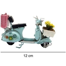 Resim Dekoratif Metal Scooter Önü Sepetli 
