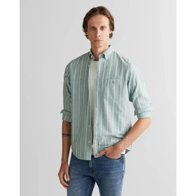 Resim Gant Erkek Yeşil Regular Fit Düğmeli Yaka Çizgili Oxford Gömlek 3250215.338 
