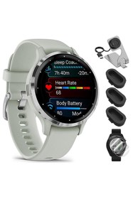 Resim Garmin 010-02785-01 Venu 3S Health Fitness GPS Akıllı Saat Çelik Çerçeveli, Adaçayı Grisi Kılıflı 41 