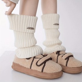 Resim 1 Çift Beyaz Fırfırlı Bacak Isıtıcı - Metalik Marka Etiketli, Esnek Manşet & Kablo Desenli - Naylon/Rayon Benzeri, Tüm Sezonlar İçin Bacak Isıtıcılar - Kış Dansı, Günlük Kullanım, Temalı Partiler İçin - Şık ve Sıcak Aksesuar, Gençler İçin 