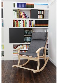 Resim Mobildecoaş Mobildeco Padişah Ahşap Sallanan Sandalye Füme - Doğal Ahşap 