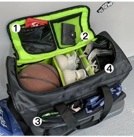 Resim Motion003 Büyük Kapasiteli Siyah Nylon Spor Seyahat Çantası Çok Fonksiyonlu Fermuarlı Bölmeler Siyah 