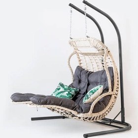 Resim Holiday Modern Salıncak - Krem Rattan - Dark Kumaş 