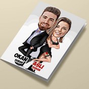 Resim Bay ve Bayan Aşıklar Karikatürlü Tebrik Kartı 