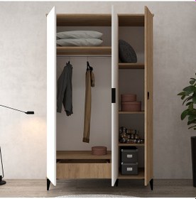 Resim 6303 Neva 3 Kapılı 200 Cm Gizli Çekmeceli Gardırop , Elbise Dolabı , Genç Odası Beyaz Sepet 
