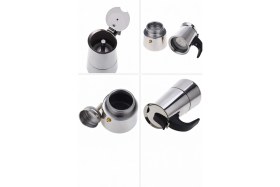 Resim PremiumPort Paslanmaz Çelik Espresso Makinesi, 4 Fincanlik, Pratik ve Dayanıklı 