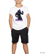 Resim Fortnite Raven Beyaz Çocuk Tişört Siyah 