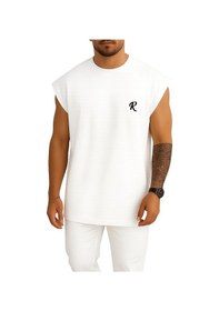 Resim Bahriyeli Collection Oversize R Harfi Cep Baskılı Atlet Beyaz 