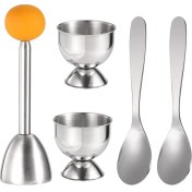 Resim Maggiei Yumurta Kırma Seti Yumuşak Sert Haşlanmış Yumurta Ayırıcı Alet 2 Yumurta Kabı, 2 Metal Kaşık ve 1 Yumuşak Haşlanmış Yumurta Kesici Veya Açacağı (Yurt Dışından) 