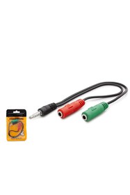 Resim gökkuşağı store Hdx1005 3.5Mm To 2*3.5Mm F Çevirici Mikrofon & Kulaklık 22Cm Siyah 