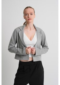 Resim Alexander Gardi Alexandergardı Astarsız Crop Blazer Ceket Açık Gri 