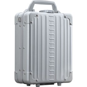 Resim Alüminyum Dikey Evrak Çantası 24 cm, Laptop Bölmeli, TSA Kilitli, Şık ve Güvenli Tasarım - Gri 
