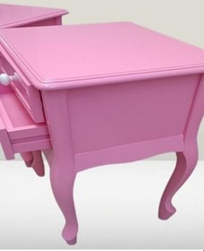 Resim Komodin 2adet 90358 Klasik Kayın Aslan Ayak Parlak Pembe Lake Çift Çekmece Elyapım 