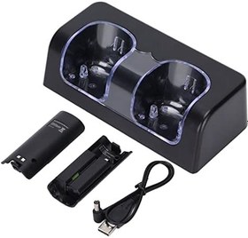 Resim Kontrol Cihazı Şarj İstasyonu, Güç Kablolu Uzaktan Pil Şarj Cihazı Stabil Taşınabilir Çift Şarj İstasyonu Oyunu için Dock Uzaktan Pil (Siyah) 