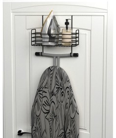 Resim Zabata Kapı Arkası Ayarlanabilir Organizer Ütü Ve Ütü Masası Askısı Ütü Düzenleyici Raf Ütü Askılığı Siyah 