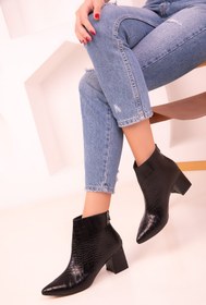 Resim SOHO Siyah Kroko Kadın Bot & Bootie 15447 