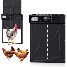 Resim Büyük Otomatik Tavuk Kulübesi Kapısı Zamanlayıcı LCD Ekran, Anti-Sıkıştırma Tavuk Kapısı, 3*AA Pil Güçlü (Piller Dahil Değil), Metal Malzeme, Kanatlı Hayvan Bakımı, Kanatlı Kafesleri & Kapanları, Bahçe & Çim Çiftliği Tedarikleri 