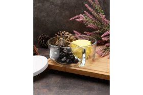 Resim Feyza Design Iki Bölmeli Kapaklı Cam Kahvaltılık Saklama Kabı Seti, 785 Cc, 2'li 