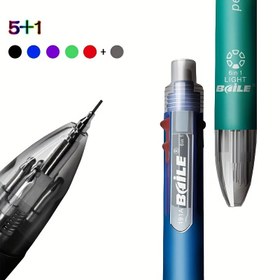 Resim 1 adet 6'lı Çok Renkli Tükenmez Kalem 5 Renk Tükenmez Kalem 1 Otomatik Silgi ile Ofis Yazma Malzemeleri Kırtasiye 