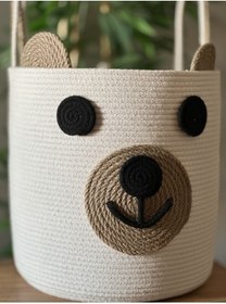 Resim Zuviel Deco Handmade 35x35 Hasır Tress Oyuncak Sepeti, Çamaşır Sepeti, Çok Amaçlı Sepet, Düzenleyici 