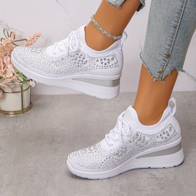 Resim Kadınlar için İlkbahar Yaz Işıltılı Platform Sneakerları - Kalın Yastıklı Taban, Nefes Alabilir Bağcıklı Düşük Üst Tasarım Günlük Dış Mekan Seyahat & Giyim (Siyah & Gül Altın), Bayanlar Spor Ayakkabıları, Moda Ayakkabı, Dayanıklı Kauçuk Taban, Trendy Ayakkabı, Rahat Uyum, Sportif Ayakkabı, Trendy Kadınlar 