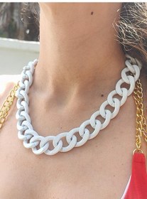 Resim Türkan Accessories Beyaz Kalın Zincir Kolye Zincirkol11 Altın 