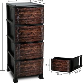 Resim Homie 4 Katlı Çekmeceli Baskılı Desenli Kapaklı Plastik Komidin - Sebzelik - Çekmece 