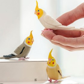 Resim Minyatür Gerçekçi Kakadu Kuş Figürü - Canlı Sarı Tüyler ve Gri-Beyaz Kanatlar, Detaylı Ev Ofis Bahçe Dekoru, Kuş Severler İçin Benzersiz Doğum Günü Hediyesi 14+ 