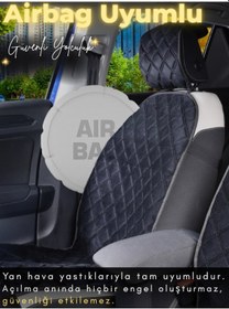 Resim Renault Symbol Uyumlu 2'li Süet Oto Koltuk Minderi Terletmez Universal Oto Aksesuar A6 