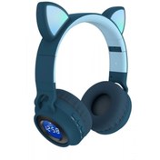 Resim Teknoloji Gelsin Catears Yeşil Kablosuz Bluetooth 5.0 Lcd Ekranlı Fm Radyolu Led Sevimli Kedili Kulaklık Sd Aux Rgb 
