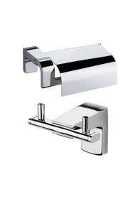 Resim Ahlez Premium Ikili Bornoz Askılık Kapaklı Kağıtlık Ikili Set Krom 