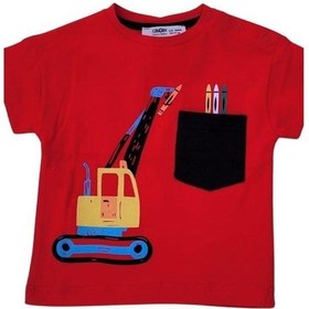 Resim Çikoby Erkek Bebek Çocuk İş Makina Baskılı Kırmızı Tshirt-12096-kırmızı Kırmızı 