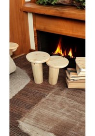 Resim Wood Ahşap 2 Li Set Mantar Yan Sehpa Modern Fiskos / Çiçeklik / Zigon Kahverengi 