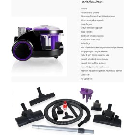 Resim Arnica Su Filtreli Hijyenik Toz Torbasız Elektrikli Süpürge Bora Mor- Onerous 