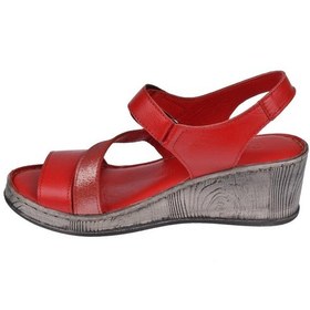 Resim Pullman Hakiki Deri Cırtlı Kadın Sandalet Plm-9 Kırmızı-kırmızı Kırmızı 