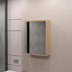 Resim 100197 Aynalı 45 cm Banyo Dolabı Üst Modül Ceviz 